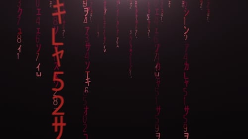 Futuristic Red Digital Rain Falling Characters Background Animation