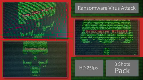 Skull Ransomware Attack with Random Letters and Numbers - on a Computer Screen