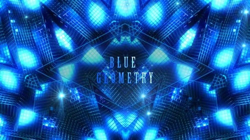 Blue Glowing Digital Grid Kaleidoscope Loop Background