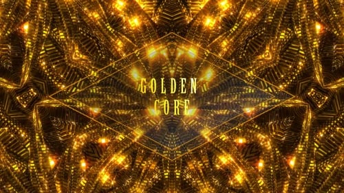 Golden Shimmering Abstract Geometric Light Kaleidoscope Loop