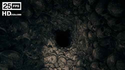 Horror Skulls Tunnel Abyss Flythrough Animation