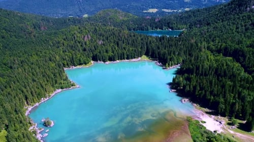 Aerial View of Lake Lago Di Fusine Superiore