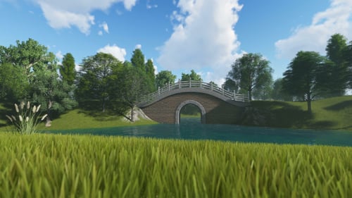 Stone Old Bridge and Lake