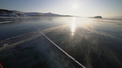 View of Baikal Lake. Covered with Snow.
