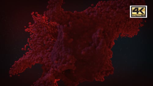 Dynamic Red Particle Fluid Explosion Reveal