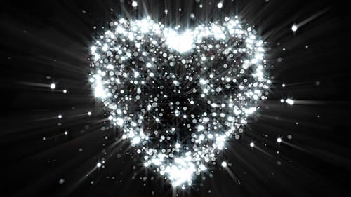 Abstract Dark Silver Glitter Particle Heart Background