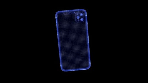 Holographic Wireframe Smartphone 3D Model Rotation