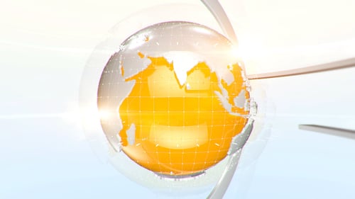 Shiny Rotating 3D Golden Earth Globe Broadcast Background