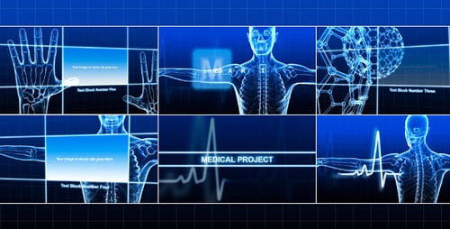 Futuristic Medical Science Template: X-Ray Human Anatomy and Molecular Graphics