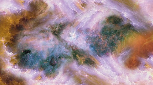 Flying Through Colorful Cosmic Nebula and Stars
