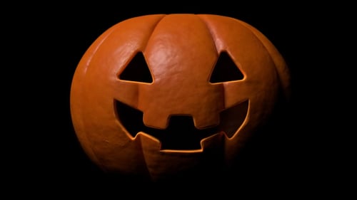Halloween Pumpkin with Glowing Carved Face Animation