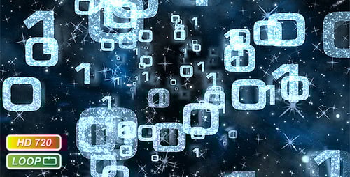 Sparkling Binary Code Flowing Digital Data Background
