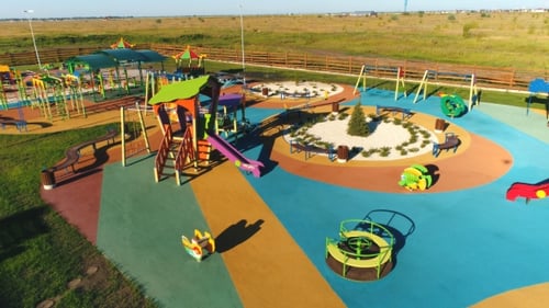 Aerial View of Children's Slides at Park Outdoor