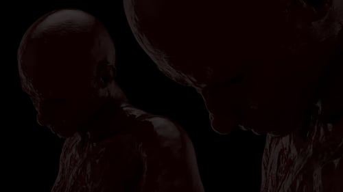 Abstract Humanoid Figure Dripping Viscous Liquid Surreal Animation