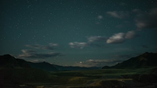 Star Filled Sky Over Mountains at Night