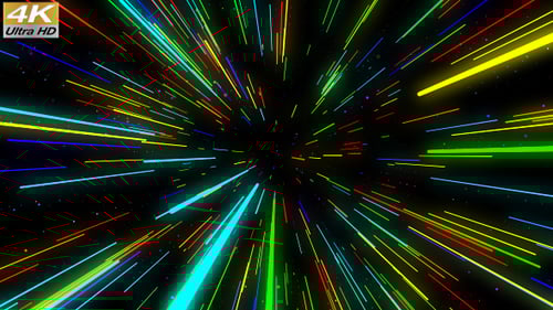 Colorful Neon Hyperspace Tunnel Background Animation