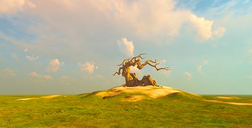 Ancient Gnarled Tree Landscape Animation