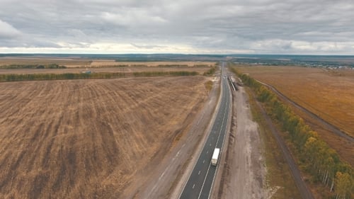 Early Autumn Fields and a Dual Carriageway Road From the Air