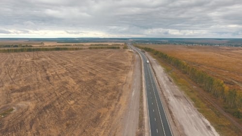 Early Autumn Fields and a Dual Carriageway Road From the Air