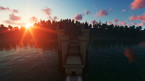 Vista del castillo al atardecer
