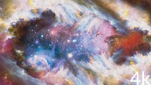 Vibrant Cosmic Nebula with Shimmering Stars Background