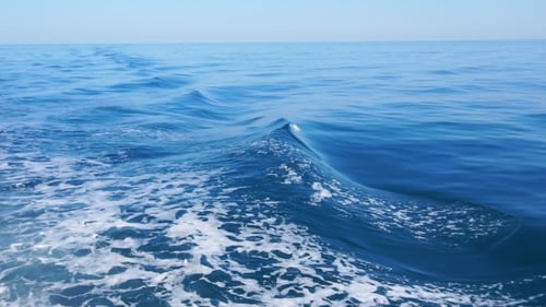 Beautiful Blue Pacific Ocean Ship Bow Wave Wake.