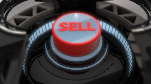 Futuristic Mechanical Button with Glowing SELL Text Animation