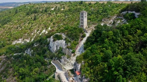Aerial view of orthodox monasteries.