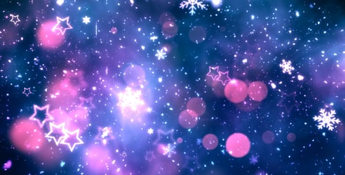 Animated Winter Holiday Background with Snowflakes and Stars