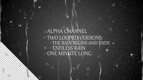 Realistic Rain Drops on Glass Window with Alpha Channel Overlay