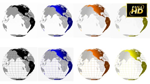 Spinning Earth Globe Animation with Multiple Colors and Grid