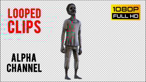 Animated 3D Zombie Character Standing and Idling Animation