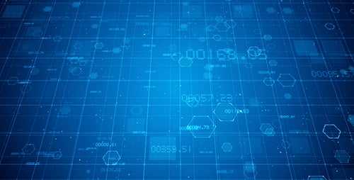 Futuristic Blue Grid Background with Digital Data Animation