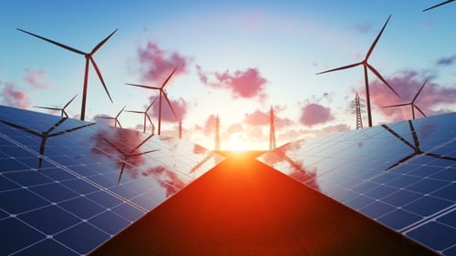 Solar Panels at Sunset