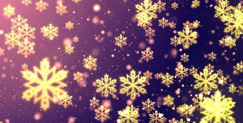 Golden Snowflakes Falling Winter Holiday Background Loop