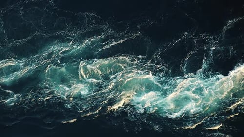 Waves of Water of the River and the Sea Meet Each Other During High Tide and Low Tide