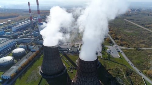 Urban and Industrial City of Pollution Environment By Emission Smoke