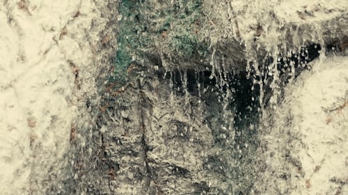 Water Flows Down Rock Wall, Nature Scene