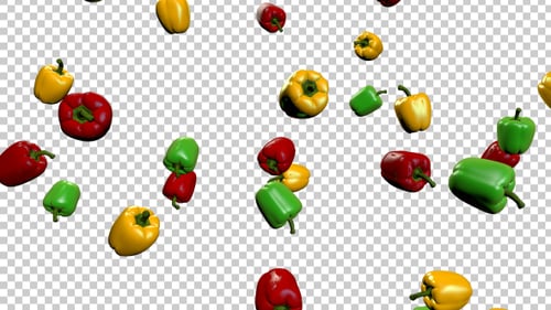 Colorful Bell Peppers Falling Down Animation