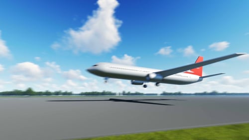 The Plane Landing to Miami City in USA