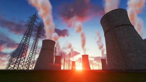 Electrical Power Station at Sunset