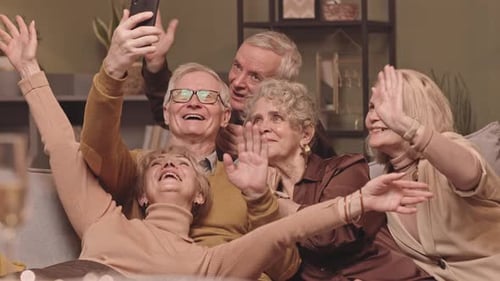 Group of Senior Friends Taking a Selfie Together