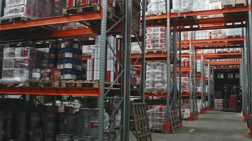 Hardware Store Inventory on Shelves in Warehouse
