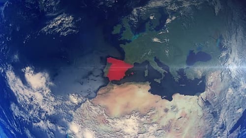 Realistischer Erdzoom Roter Alarm Highlight Land Spanien