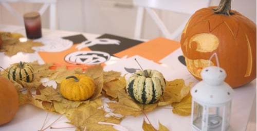 Pumpkins and Autumn Leaves for Halloween Decorations