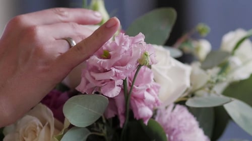 Elegant Close Up of Wedding Bouquet with Roses