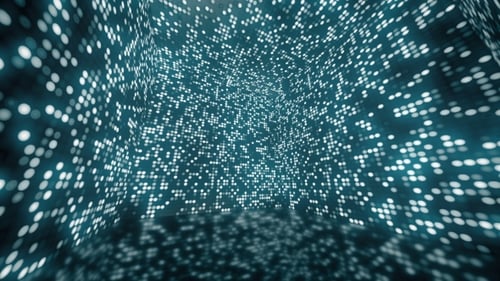 Futuristic Digital Tunnel of Glowing Dots Background Animation