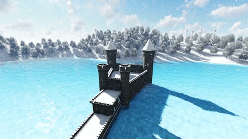 Aerial View of the Snowy Castle