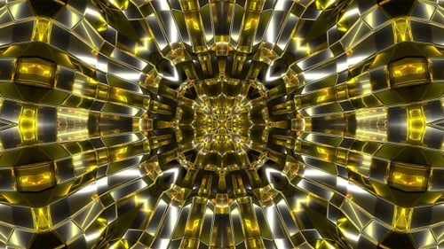 Seamless Golden Geometric Tunnel Loop Background