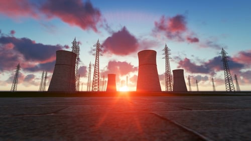Electrical Power Station at Sunset